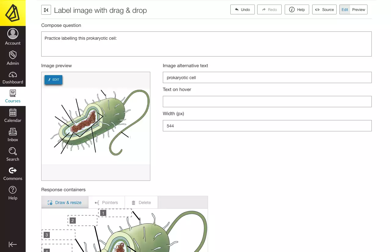 screenshot showing a question being created