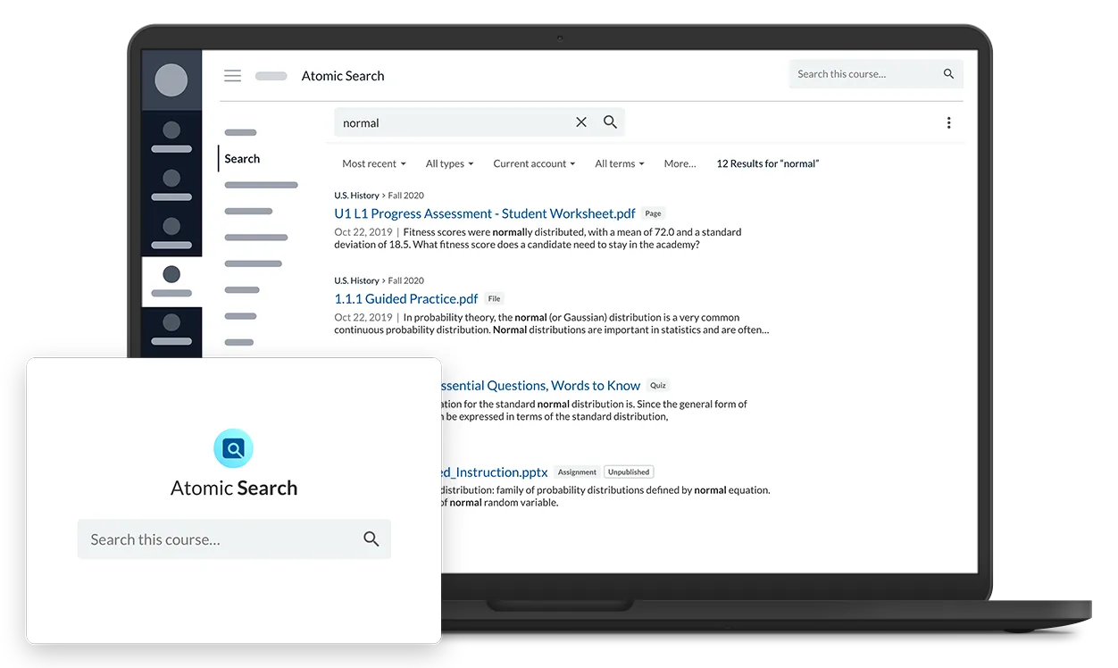 screenshots of atomic search