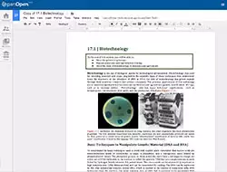 page of biology book on a desktop